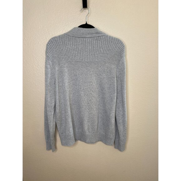 Apt. 9 Mens Gray Half-Zip Mock Neck Sweater Large Military Style Cotton - Picture 3 of 7